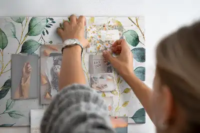 Printed Cork Board with Plants Leaves Pattern
