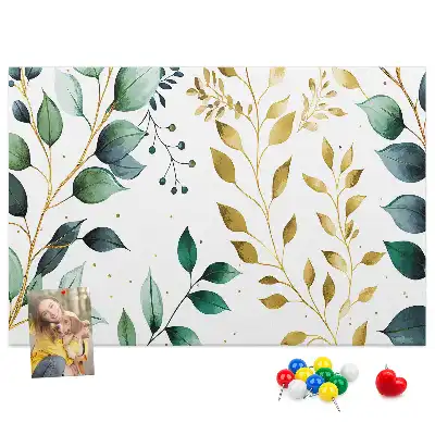 Printed Cork Board with Plants Leaves Pattern