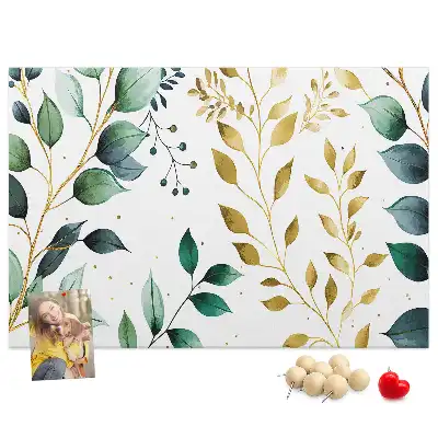 Printed Cork Board with Plants Leaves Pattern