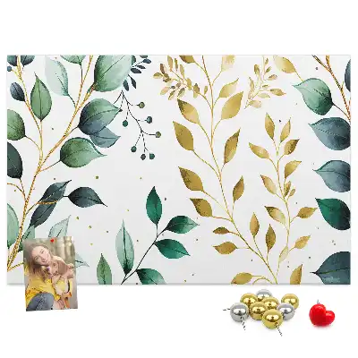 Printed Cork Board with Plants Leaves Pattern