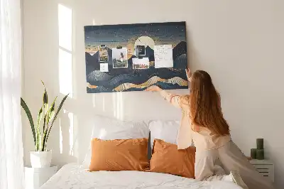 Printed Cork Memo Board Sunset landscape
