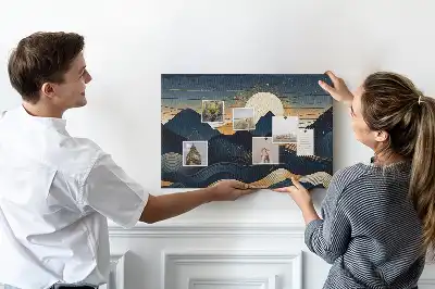 Printed Cork Memo Board Sunset landscape