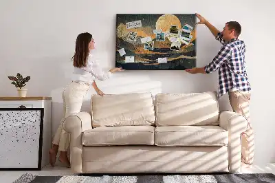 Abstract landscape cork memo board
