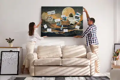 Abstract landscape cork memo board