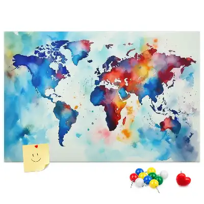 Printed Cork Memo Board with Painted Map Design