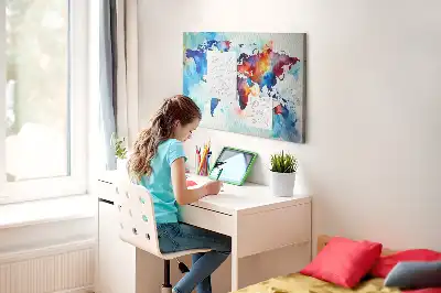 Printed Cork Memo Board Painted map