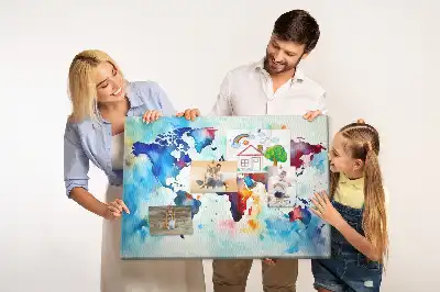 Printed Cork Memo Board with Painted Map Design
