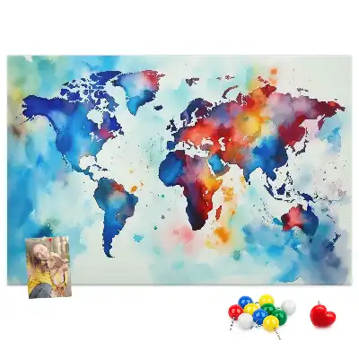 Printed Cork Memo Board with Painted Map Design