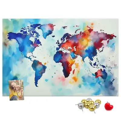Printed Cork Memo Board with Painted Map Design