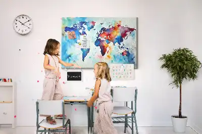 Printed Cork Memo Board with Painted Map Design