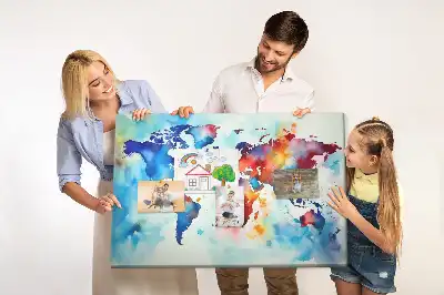 Printed Cork Memo Board with Painted Map Design