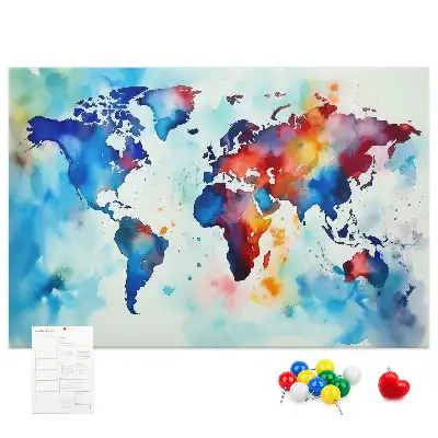 Printed Cork Memo Board with Painted Map Design