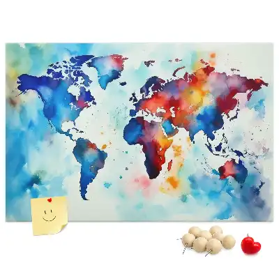 Printed Cork Memo Board with Painted Map Design