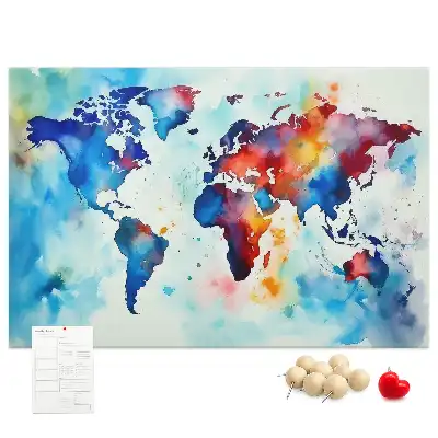Printed Cork Memo Board with Painted Map Design