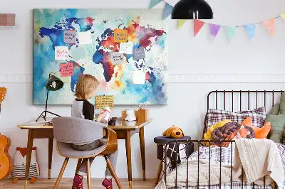 Printed Cork Memo Board with Painted Map Design