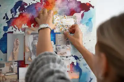 Printed Cork Memo Board with Painted Map Design