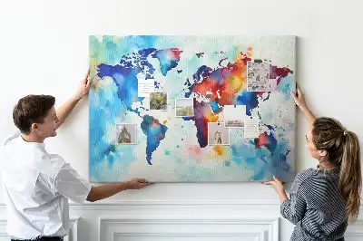 Printed Cork Memo Board Painted map