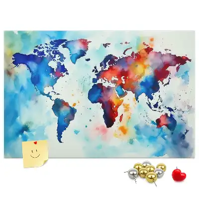 Printed Cork Memo Board Painted map