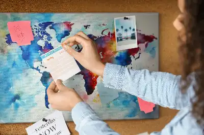 Printed Cork Memo Board with Painted Map Design