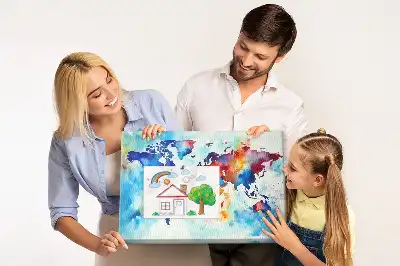 Printed Cork Memo Board with Painted Map Design