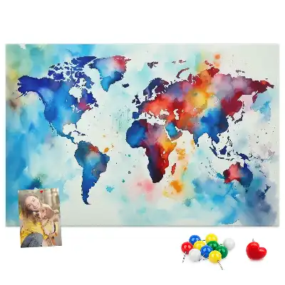 Printed Cork Memo Board with Painted Map Design