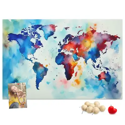 Printed Cork Memo Board with Painted Map Design