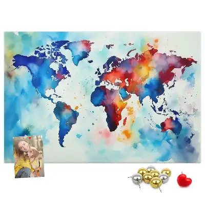 Printed Cork Memo Board Painted map