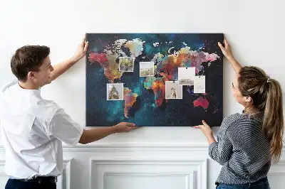 Abstract Map Cork Memo Board