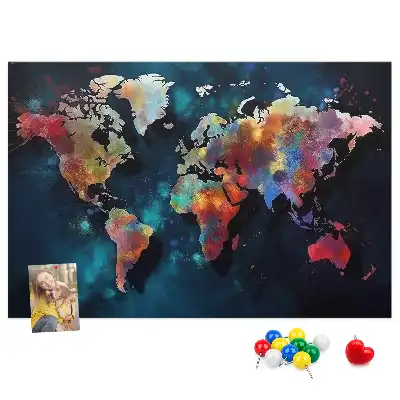 Abstract Map Cork Memo Board
