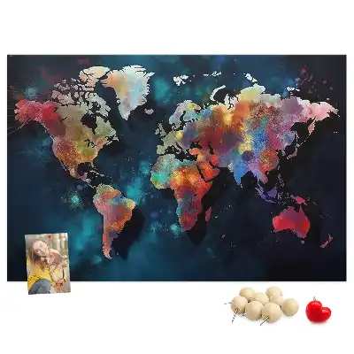 Abstract Map Cork Memo Board