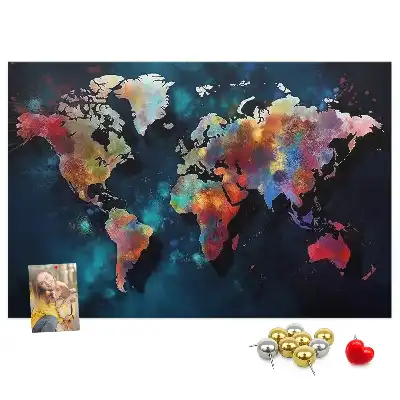 Abstract Map Cork Memo Board