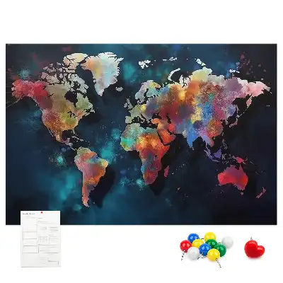 Abstract Map Cork Memo Board