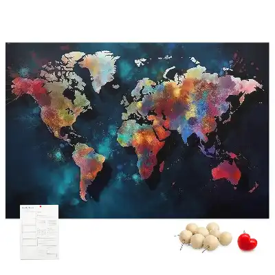 Abstract Map Cork Memo Board