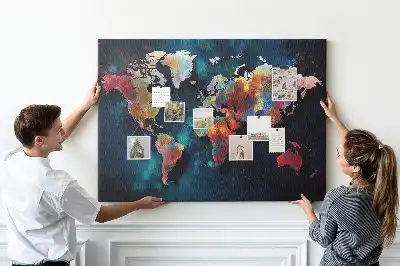 Abstract Map Cork Memo Board