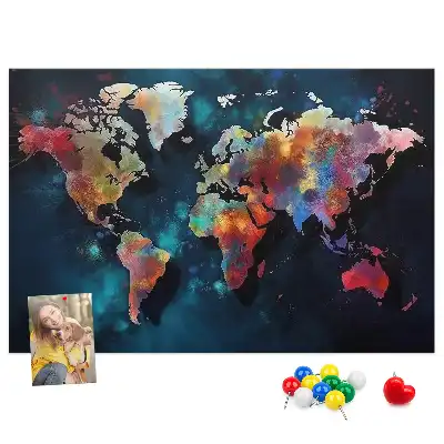 Abstract Map Cork Memo Board