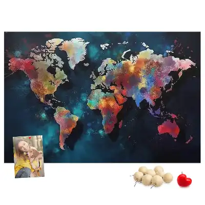Abstract Map Cork Memo Board