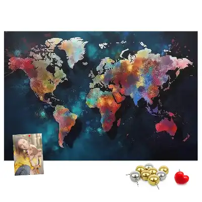 Abstract Map Cork Memo Board