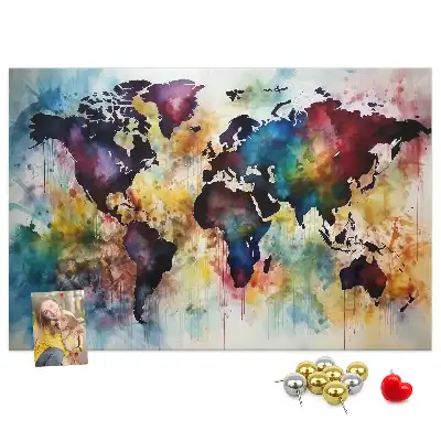 Watercolor Map Printed Cork Board