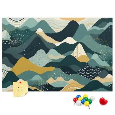 Illustrative Mountains Printed Cork Board