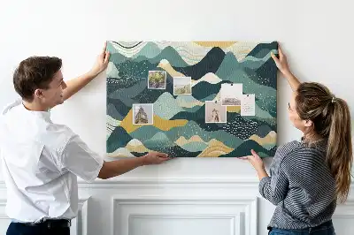 Illustrative Mountains Printed Cork Board