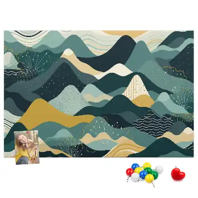 Illustrative Mountains Printed Cork Board