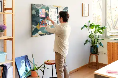Illustrative Mountains Printed Cork Board