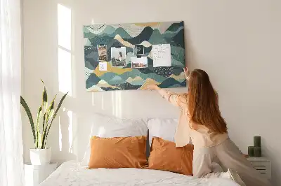 Illustrative Mountains Printed Cork Board