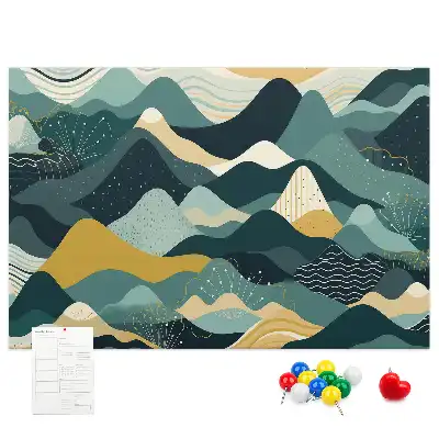 Illustrative Mountains Printed Cork Board