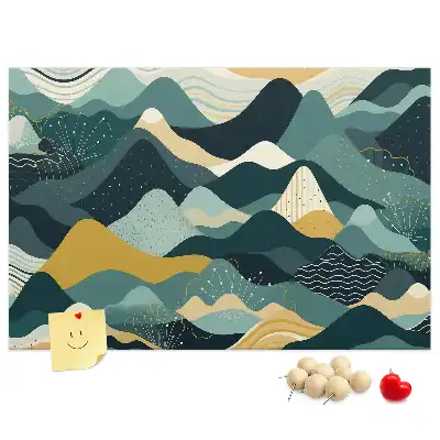 Illustrative Mountains Printed Cork Board