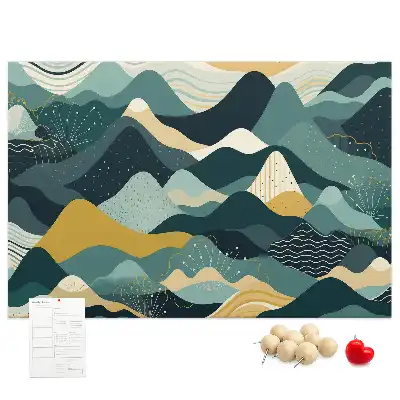 Illustrative Mountains Printed Cork Board