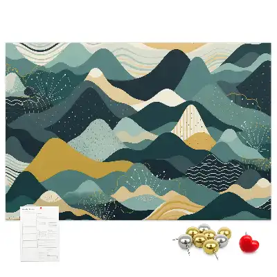 Illustrative Mountains Printed Cork Board