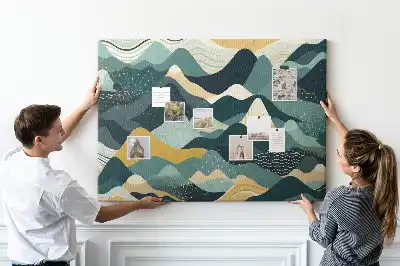 Illustrative Mountains Printed Cork Board