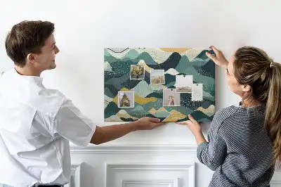 Illustrative Mountains Printed Cork Board