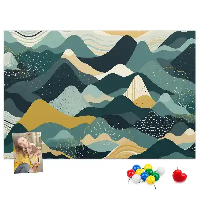 Illustrative Mountains Printed Cork Board